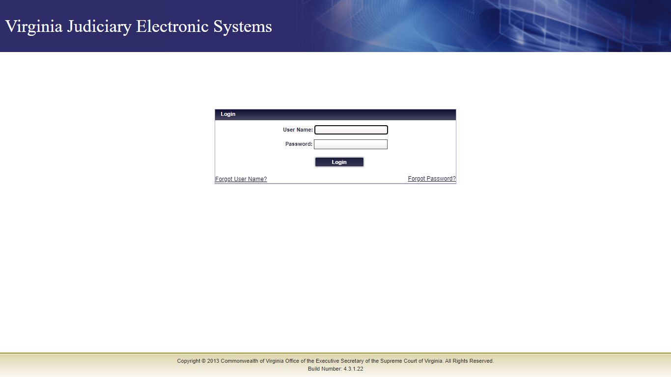 Virginia Judicary Electronic Systems:Login